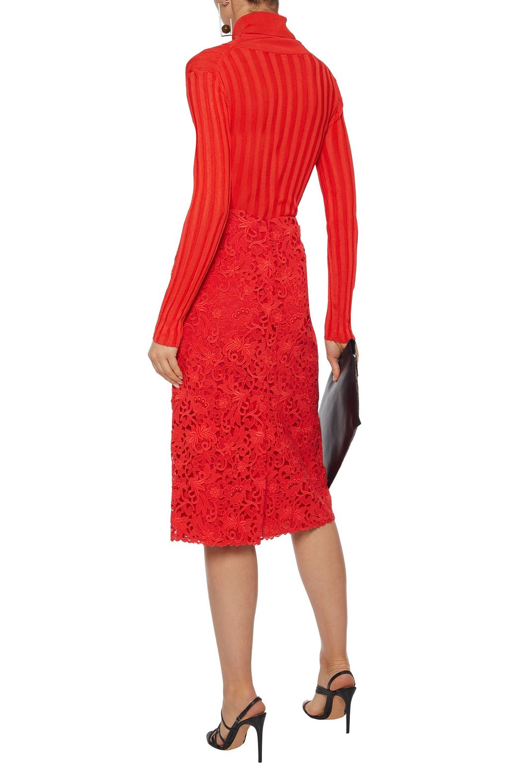 VALENTINO GARAVANI Cotton-blend guipure lace pencil skirt