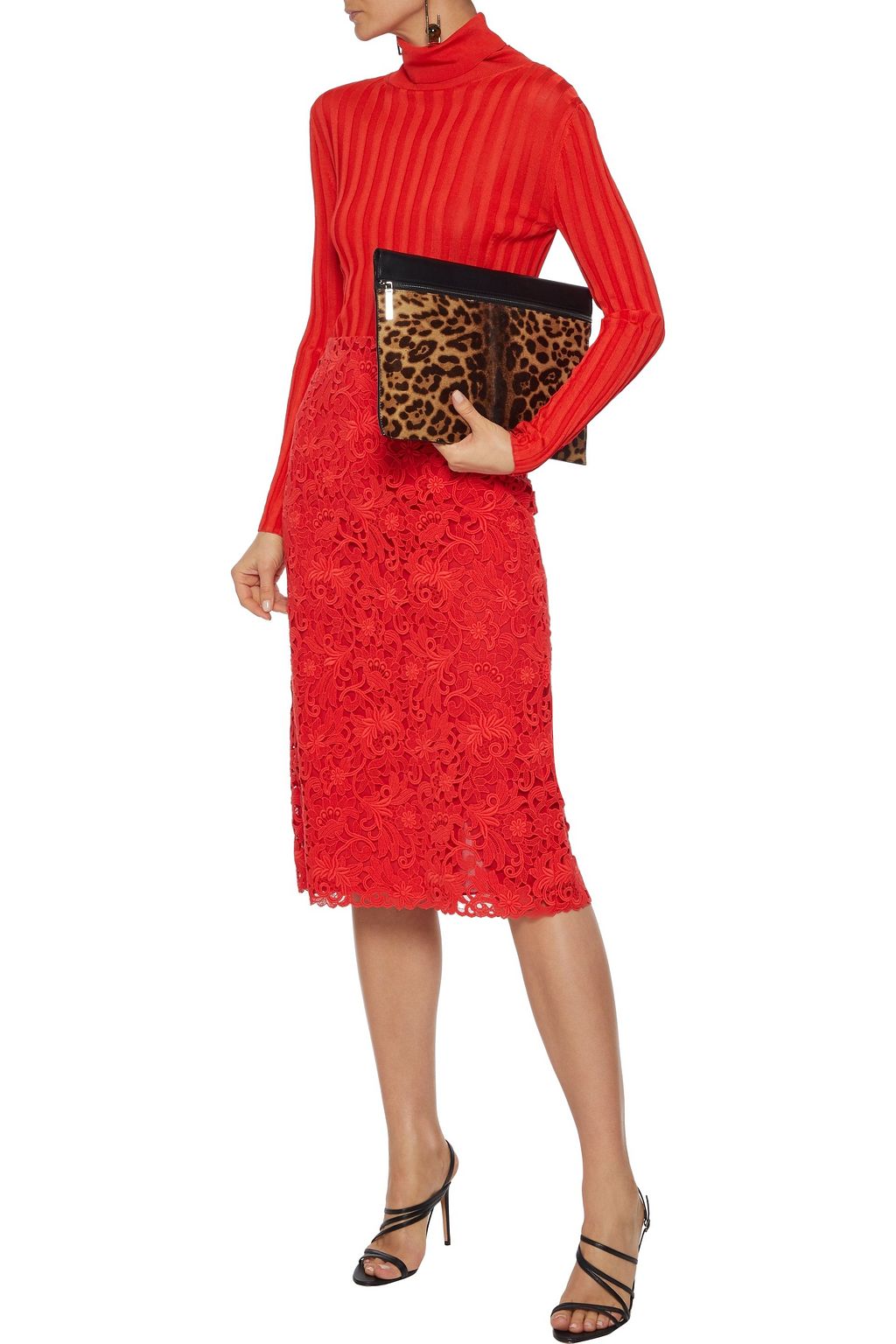 VALENTINO GARAVANI Cotton-blend guipure lace pencil skirt
