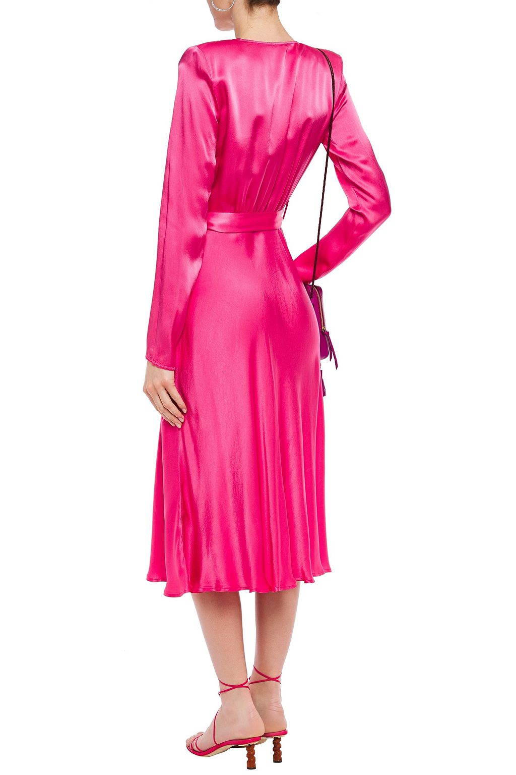 GHOST LONDON Meryl pleated satin-crepe midi dress