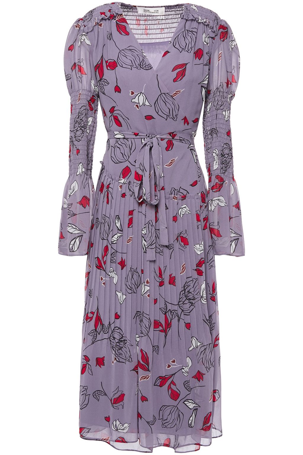 floral chiffon wrap dress