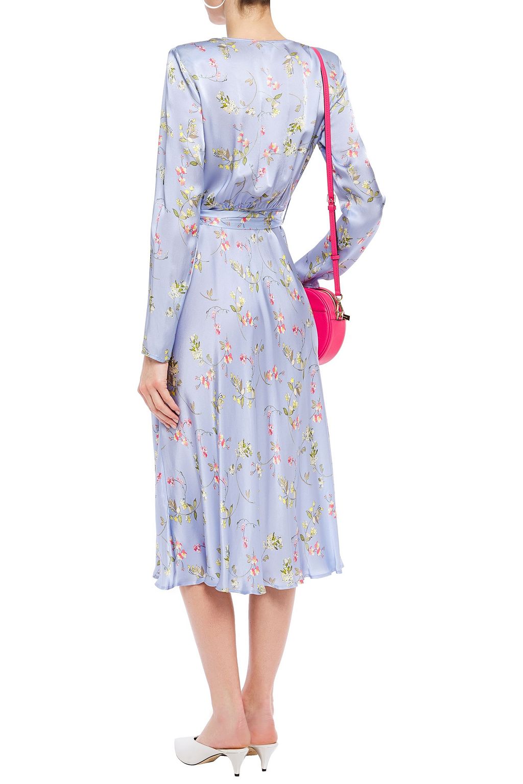 GHOST LONDON Meryl pleated floral-print satin midi dress