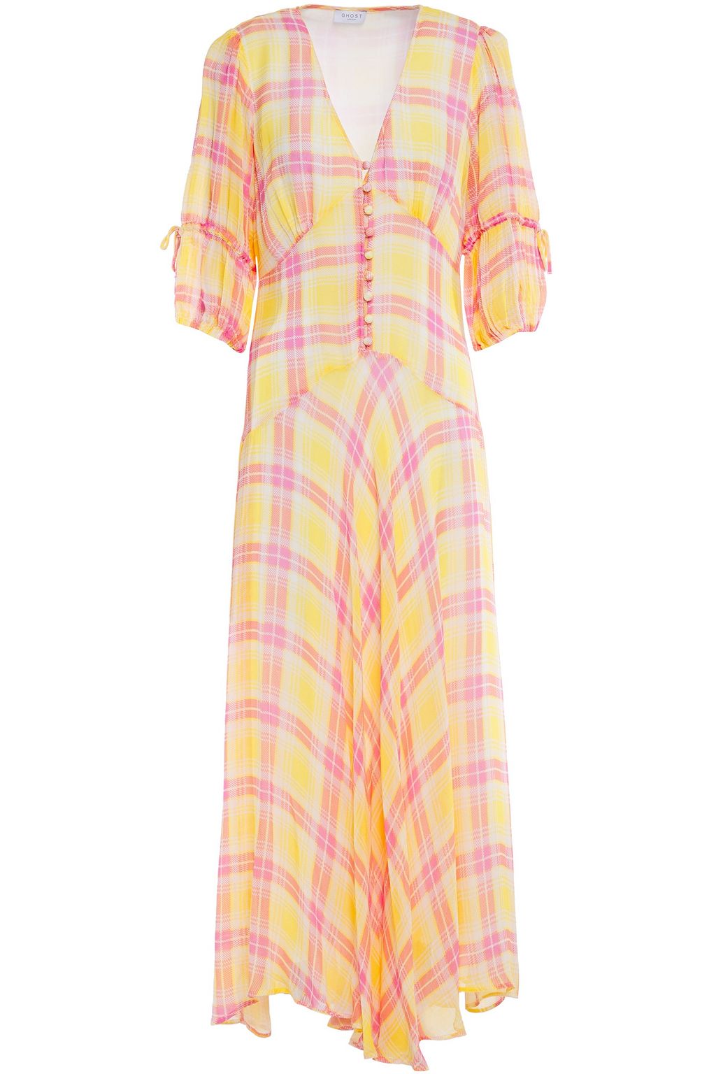 yellow chiffon maxi dress