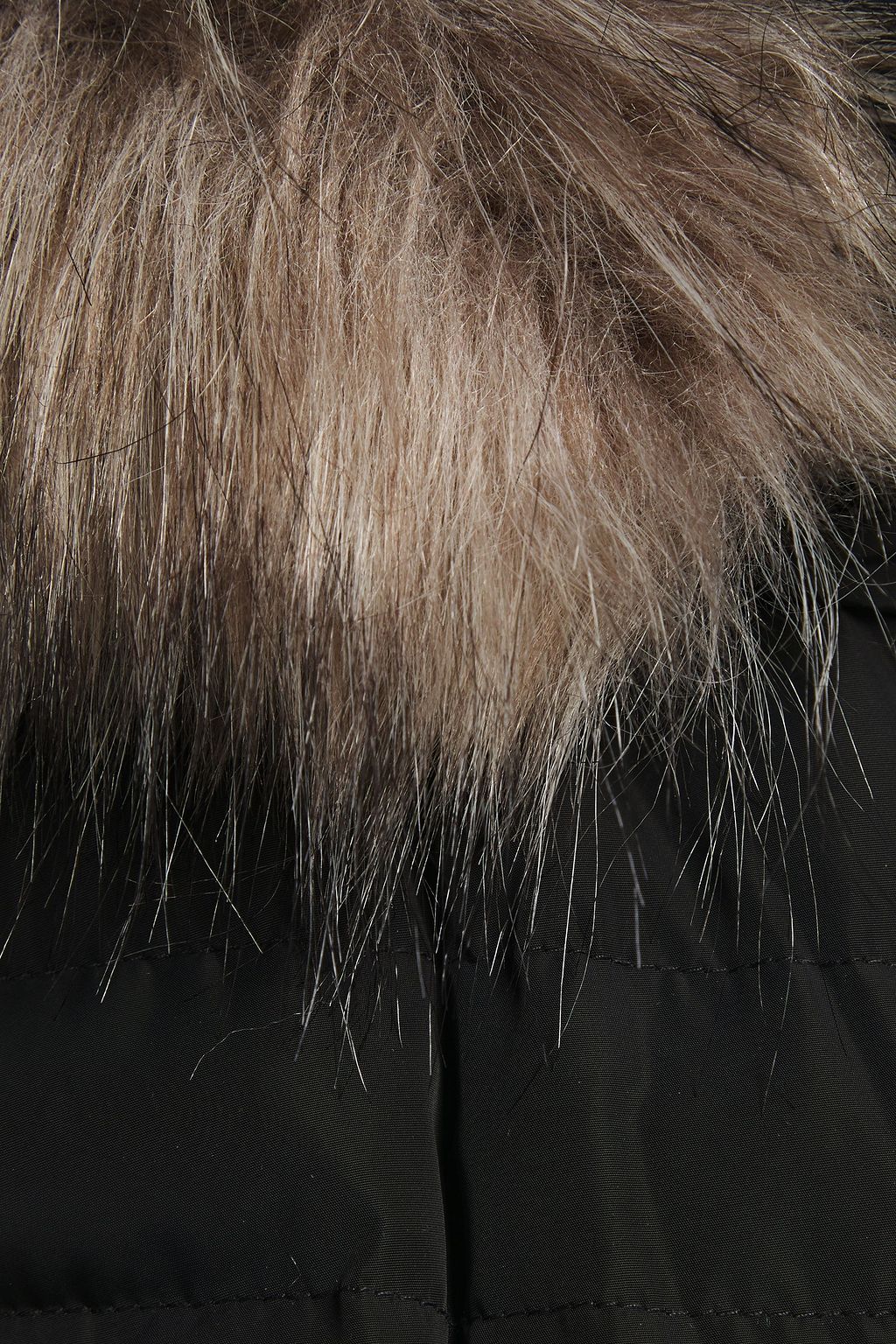 DKNY Faux fur-trimmed quilted shell hooded coat