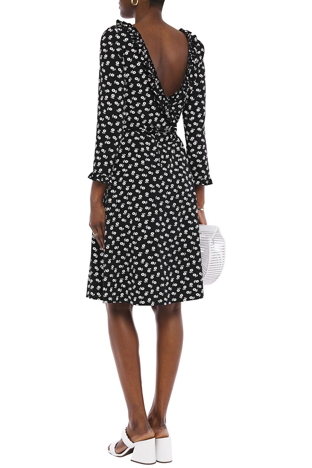 ALEXACHUNG Ruffle-trimmed floral-print crepe wrap dress