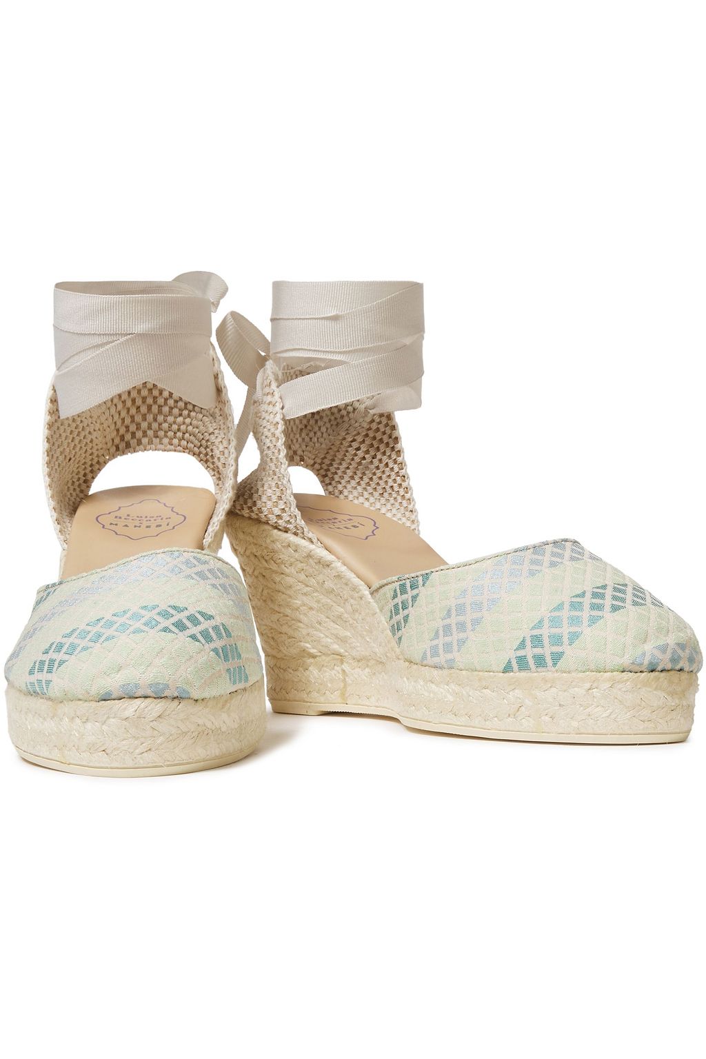 MANEBÍ Canvas-jacquard wedge espadrilles