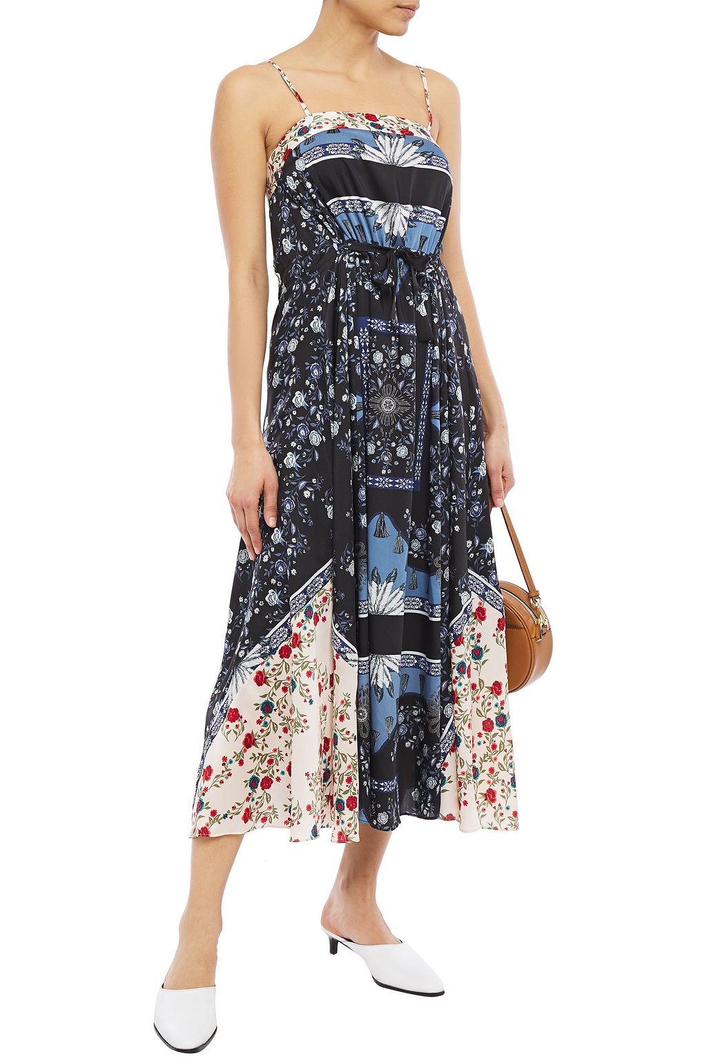 SANDRO Niels floral-print satin-twill midi slip dress