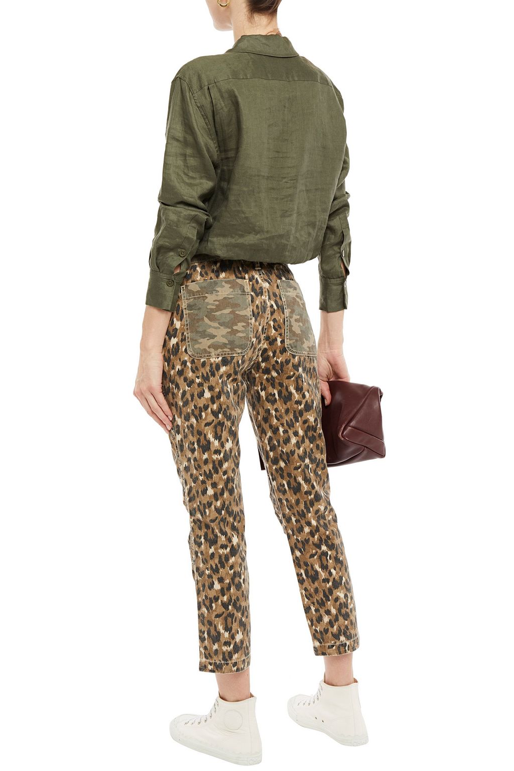 CURRENT/ELLIOTT The Clean Weslan printed cotton-twill slim-leg pants