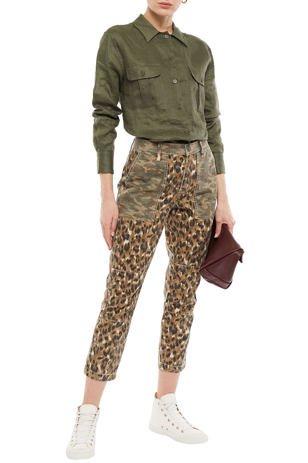 CURRENT/ELLIOTT The Clean Weslan printed cotton-twill slim-leg pants