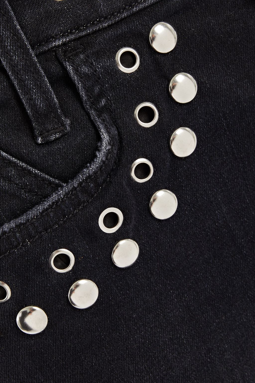 CURRENT/ELLIOTT The 7-Pocket eyelet-embellished studded mini skirt