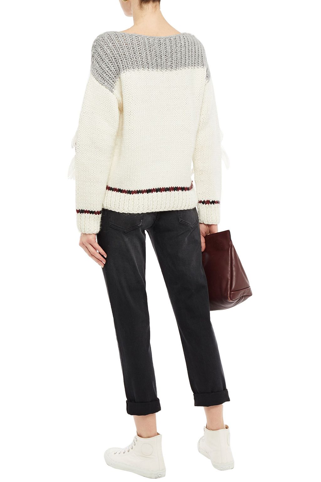 CURRENT/ELLIOTT Distressed high-rise straight-leg jeans