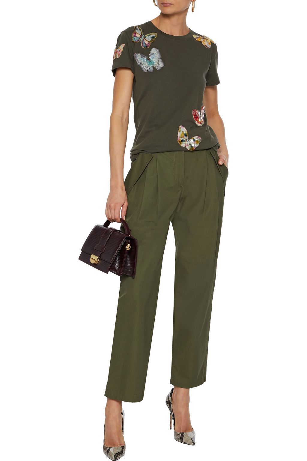 VALENTINO GARAVANI Embellished cotton-jersey T-shirt