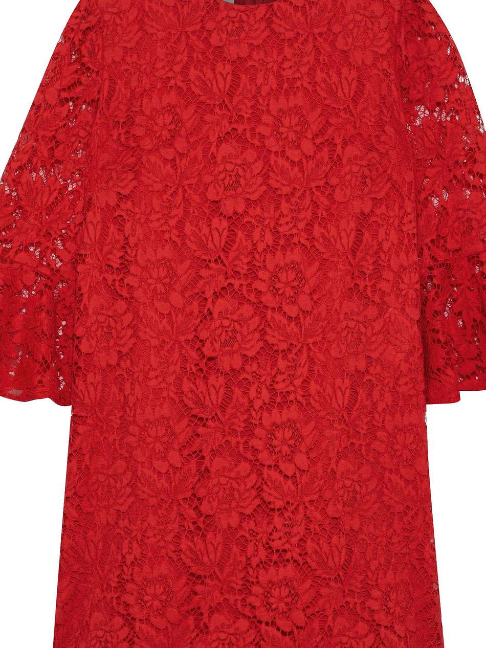 fluted cotton-blend corded lace mini dress