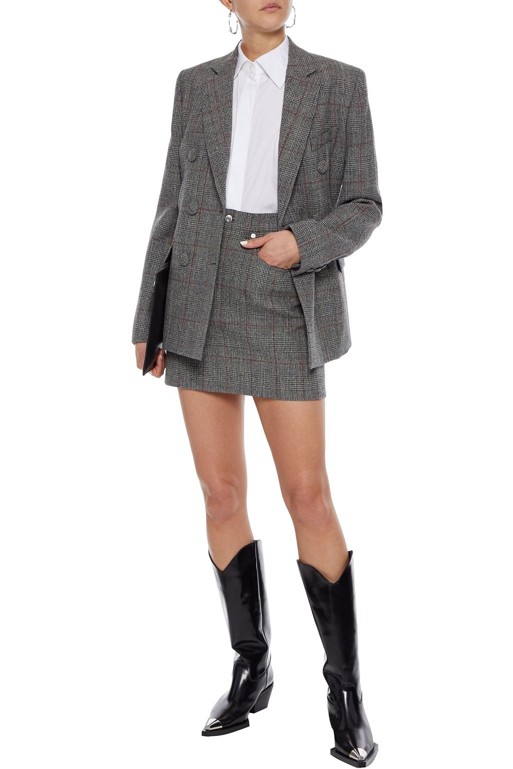 HELMUT LANG Femme Hi Prince of Wales checked wool mini skirt