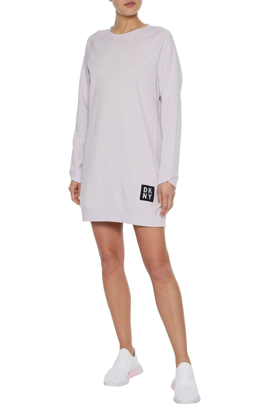 DKNY Appliquéd French cotton-blend terry mini dress