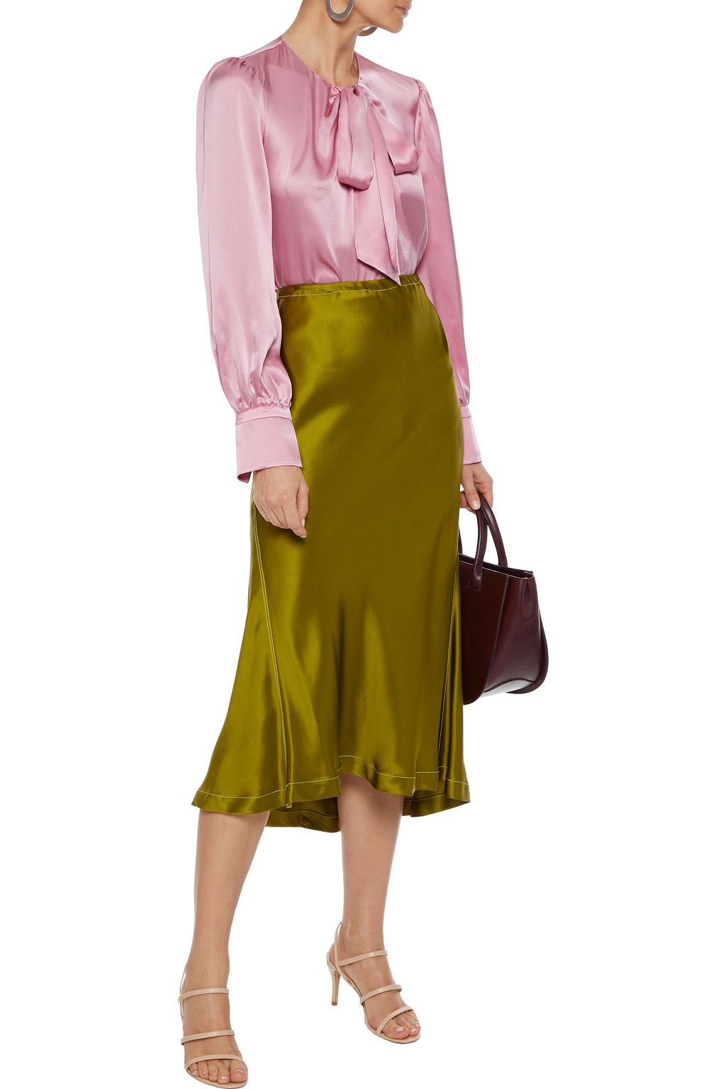 ELIE TAHARI Bali pussy-bow silk-satin blouse