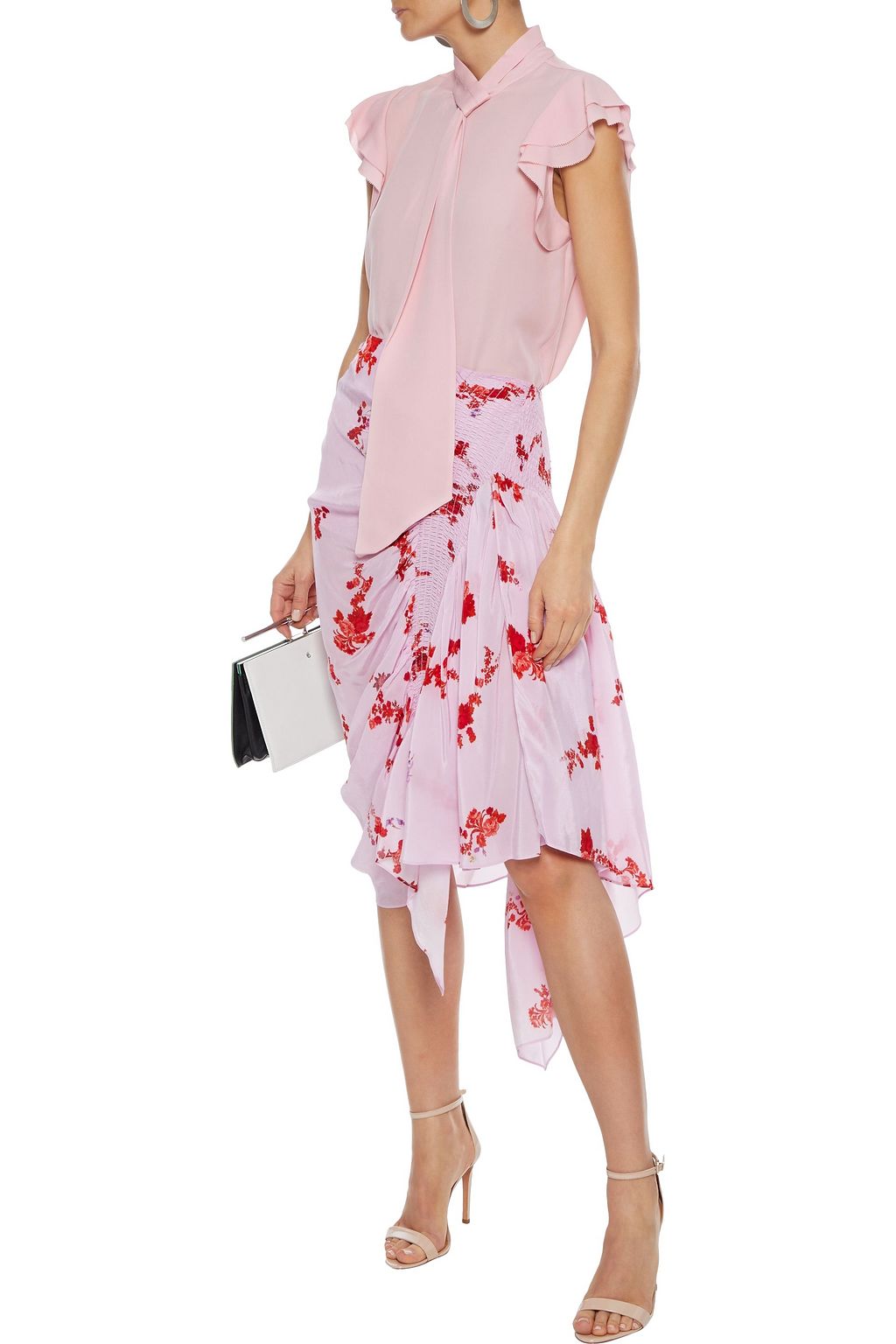 ELIE TAHARI Bree tie-neck silk crepe de chine top