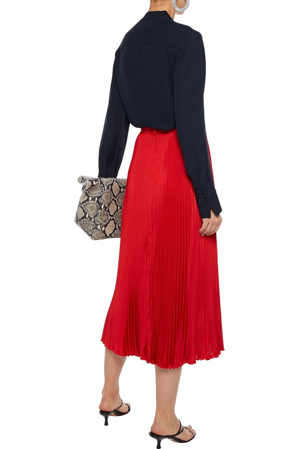 ELIE TAHARI Ledy pussy-bow pintucked silk crepe de chine blouse