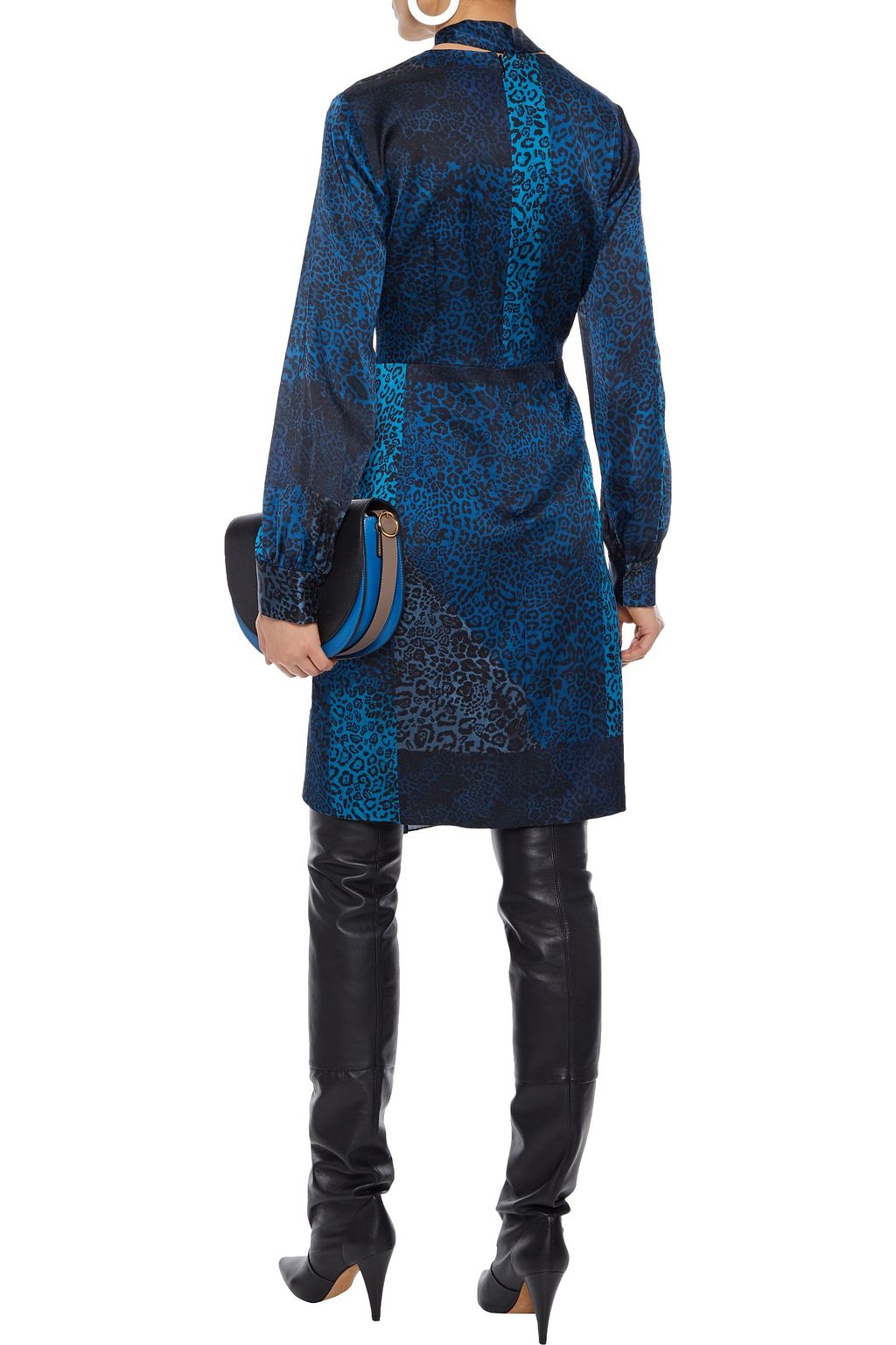 ELIE TAHARI Alara patchwork-effect leopard-print silk-satin dress