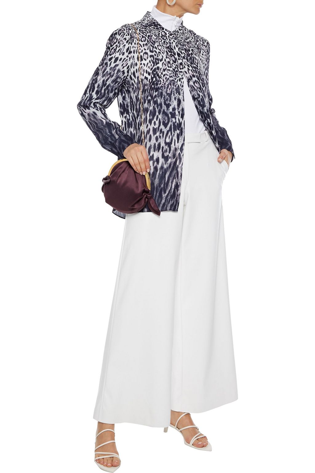 ELIE TAHARI Ingunn leopard-print crepe de chine shirt