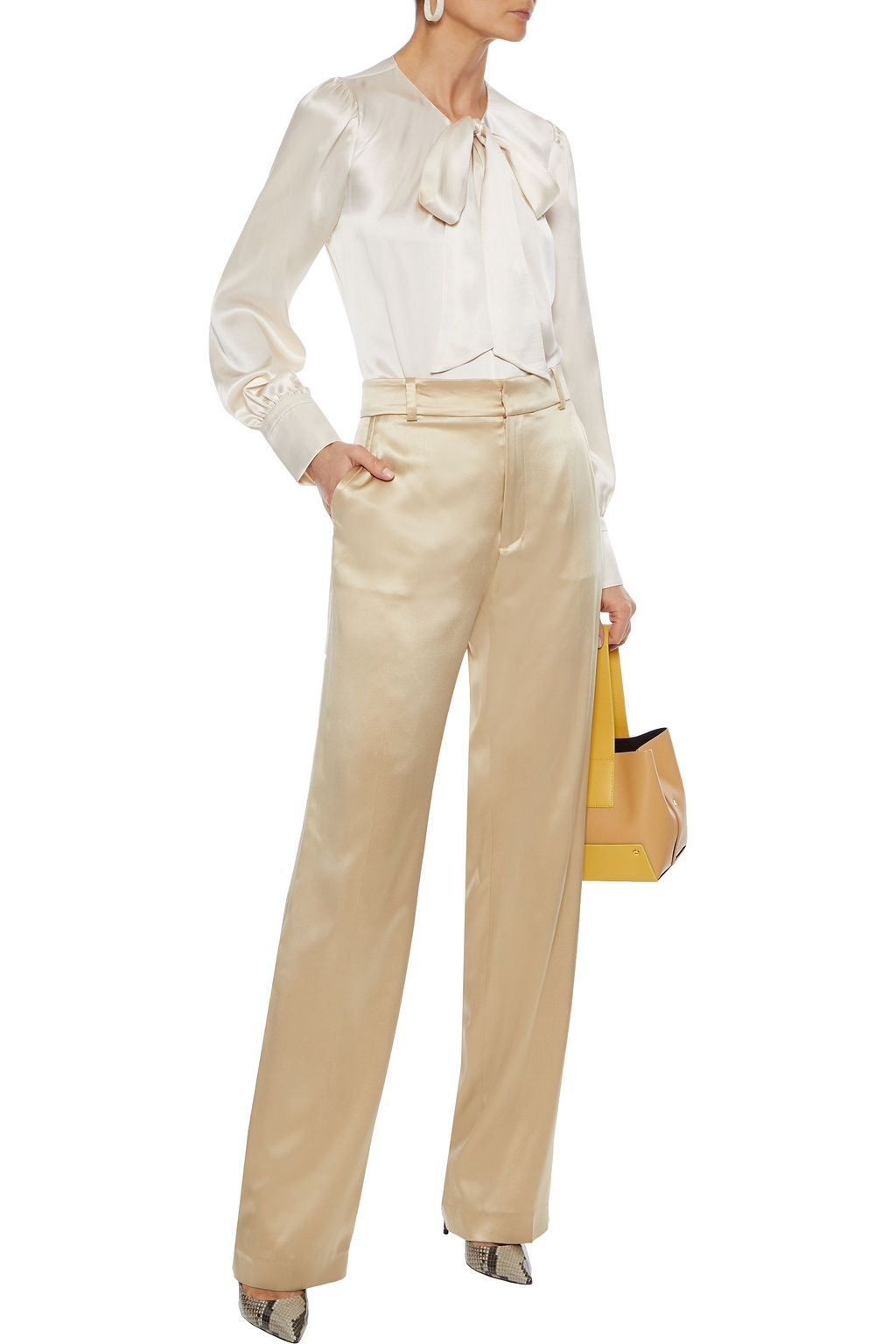 ELIE TAHARI Bali pussy-bow silk-satin blouse