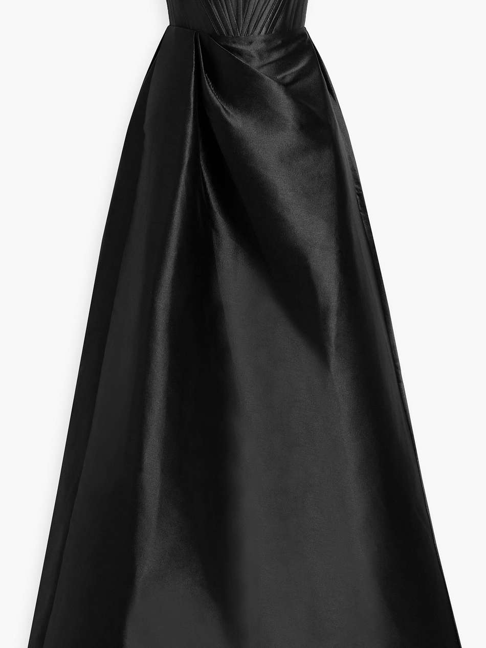 denver strapless draped satin-crepe gown