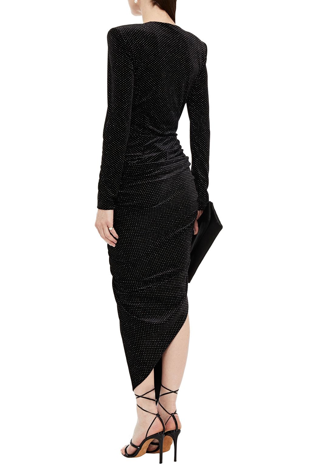 REDEMPTION Cindy gathered glittered stretch-velvet gown