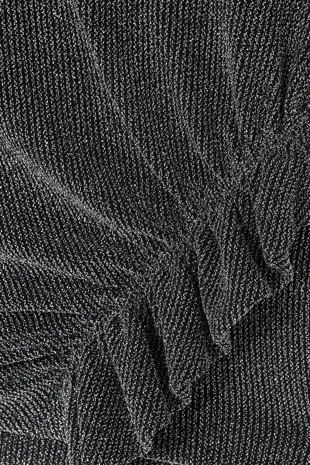 IRO Noize ruffled wrap-effect metallic ribbed-knit mini dress