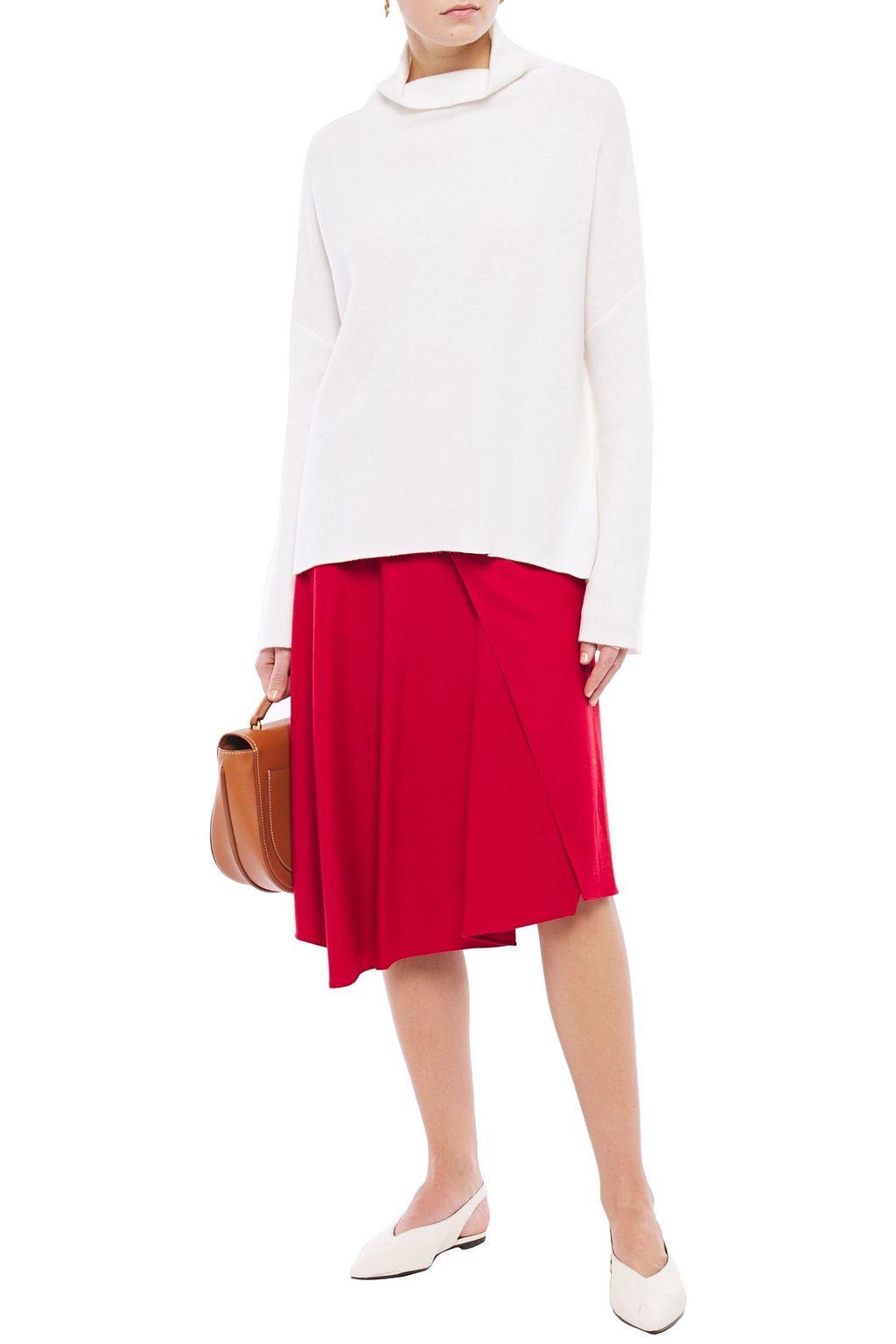 VINCE. Asymmetric twill midi skirt