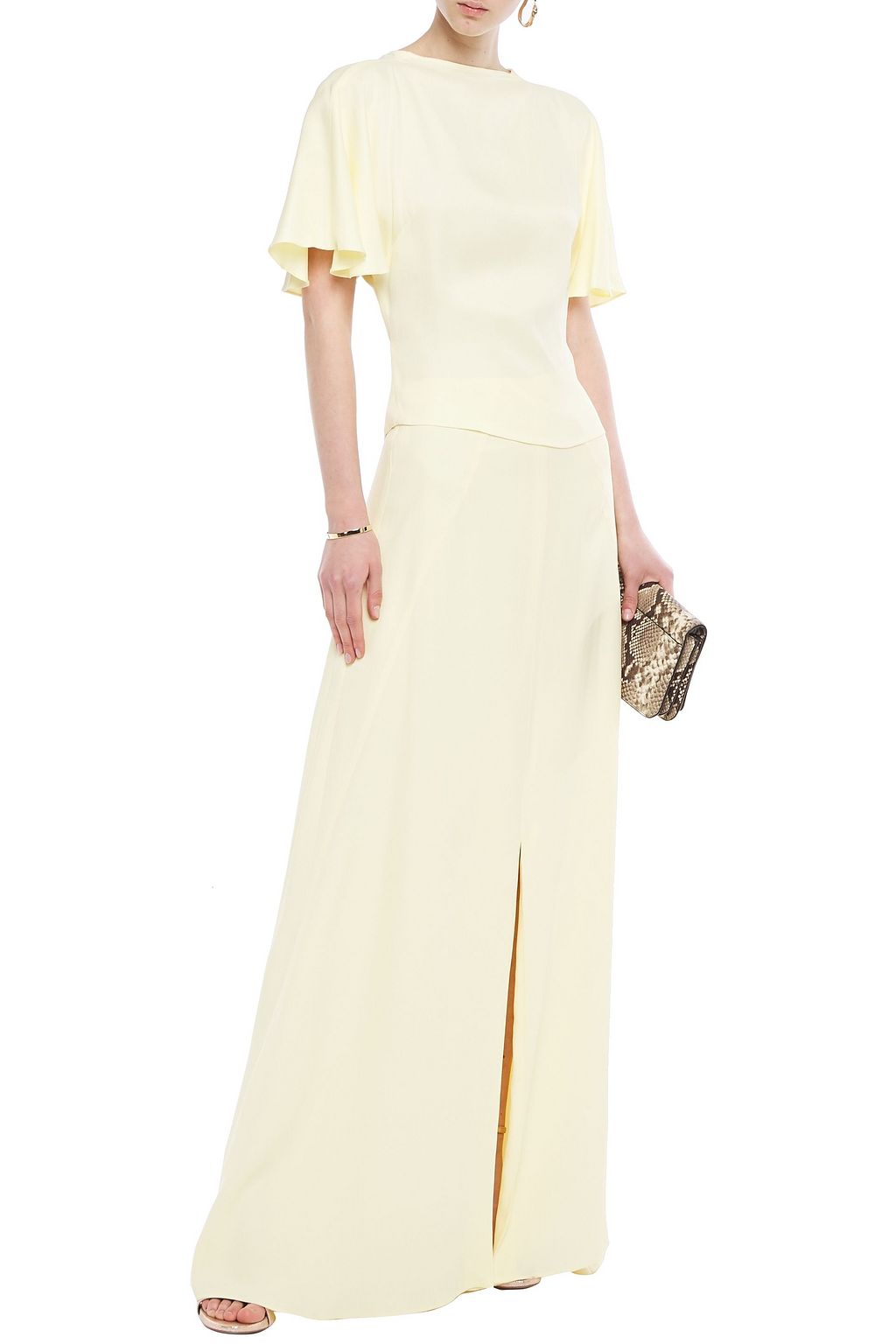LES HÉROÏNES BY VANESSA COCCHIARO Satin-crepe maxi skirt