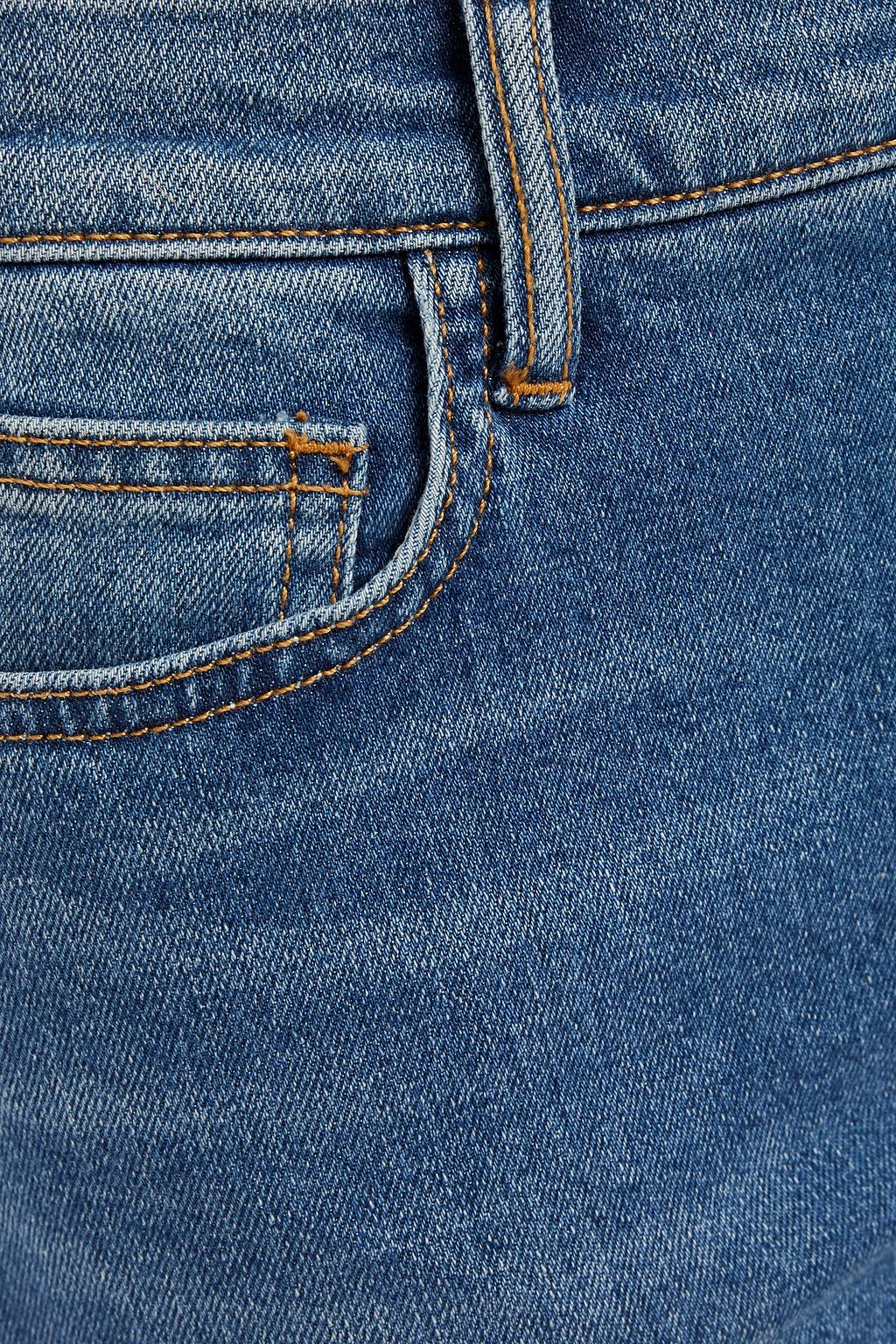 CURRENT/ELLIOTT Faded high-rise slim-leg jeans