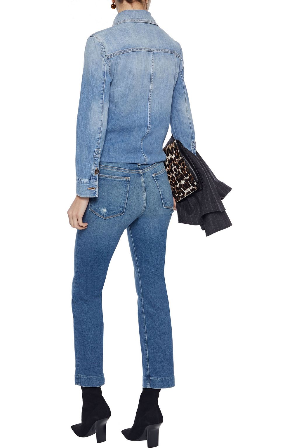 FRAME Le High Straight cropped distressed high-rise slim-leg jeans