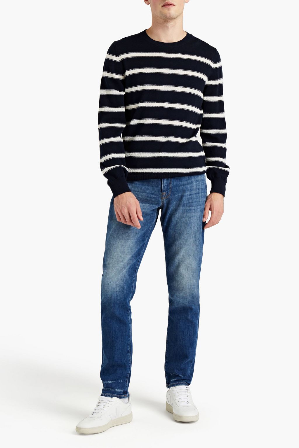 FRAME L'Homme Athletic slim-fit faded denim jeans