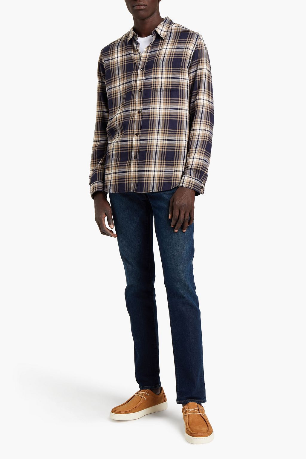 FRAME Checked cotton and Lyocell twill shirt