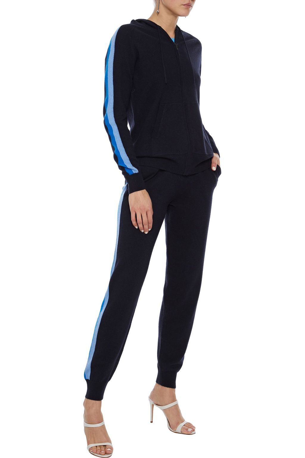 CHINTI & PARKER Striped wool and cashmere-blend track pants