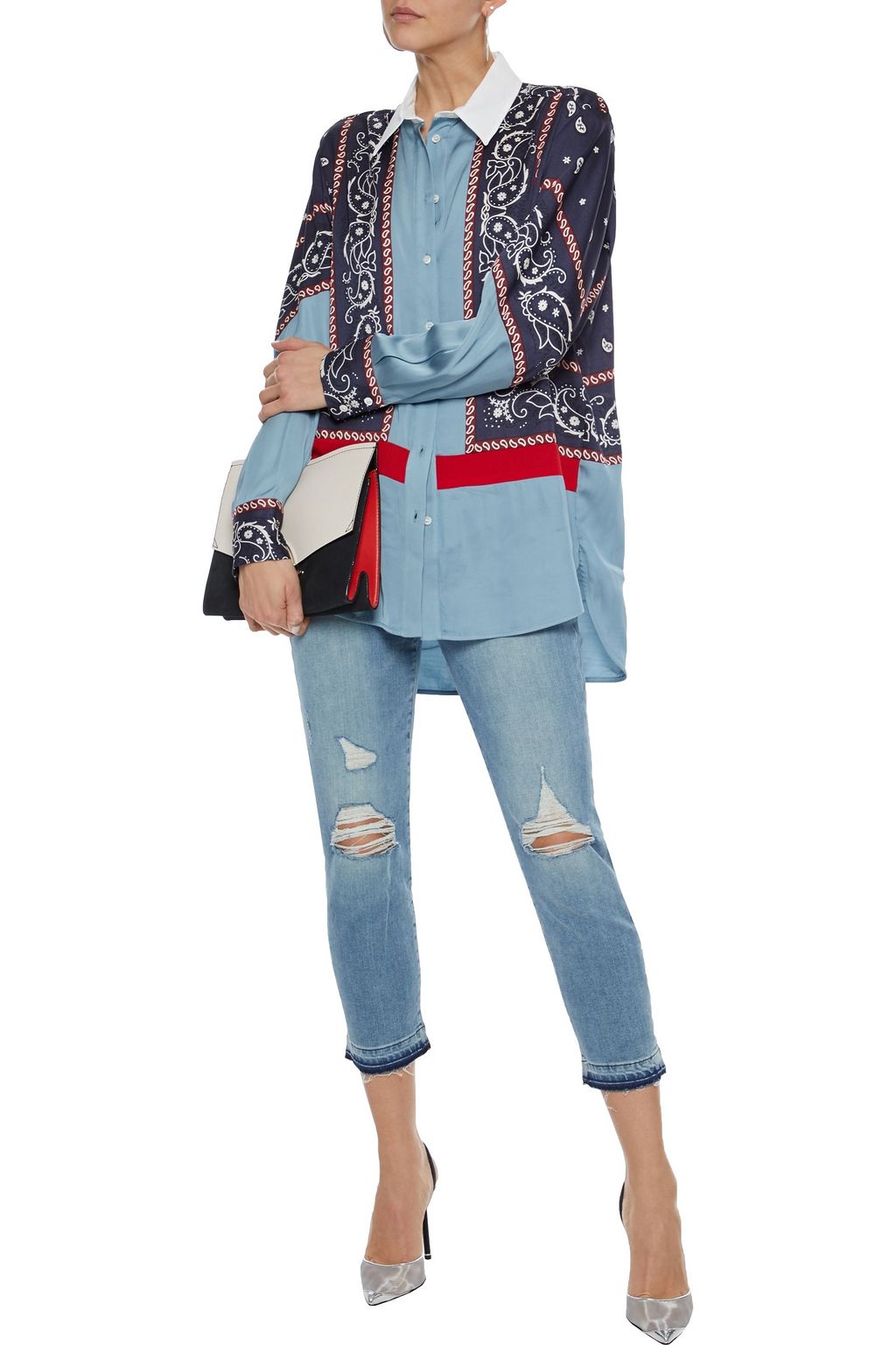 FRAME Le Garcon cropped distressed mid-rise skinny jeans