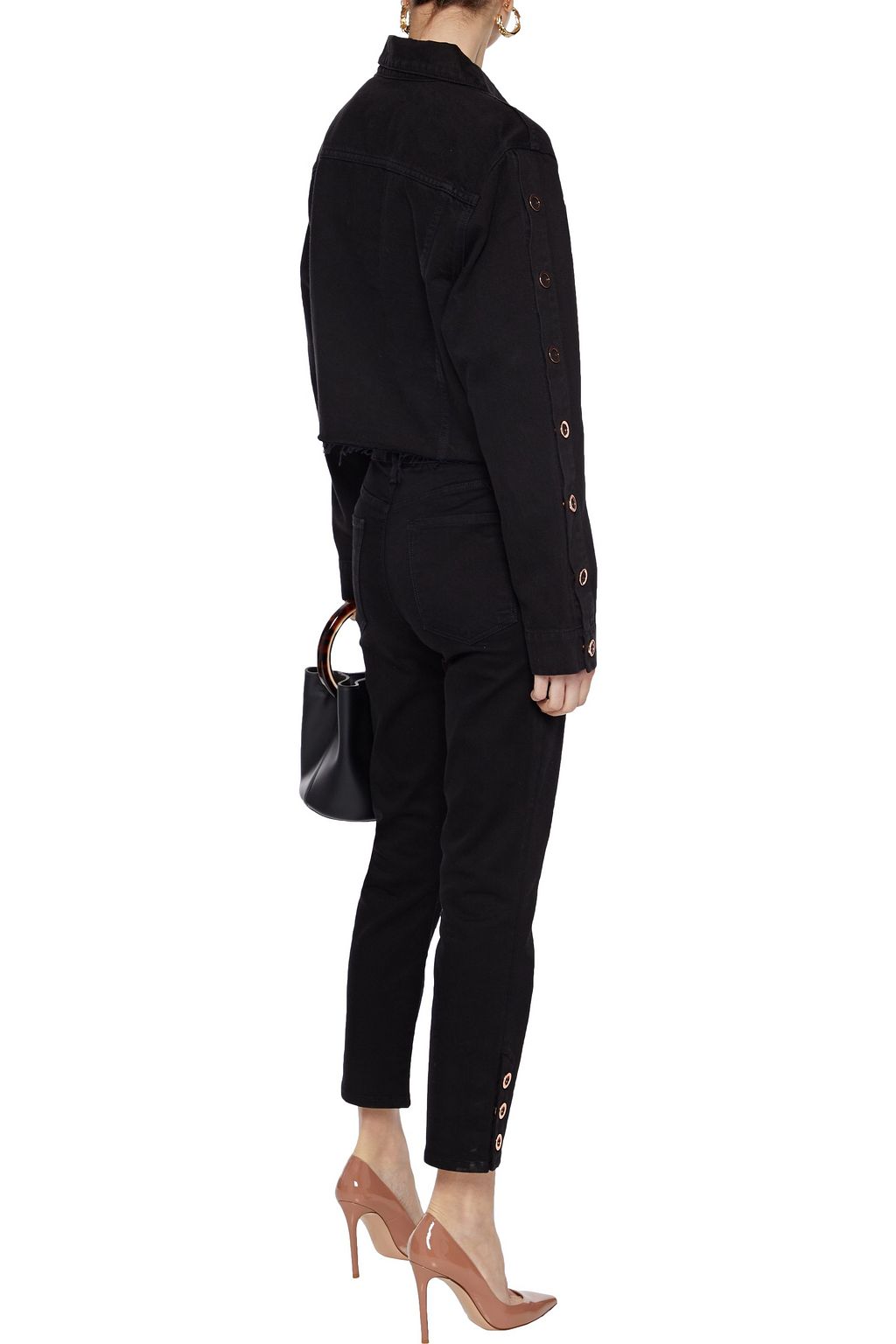 J BRAND Cyra cropped eyelet-embellished denim jacket