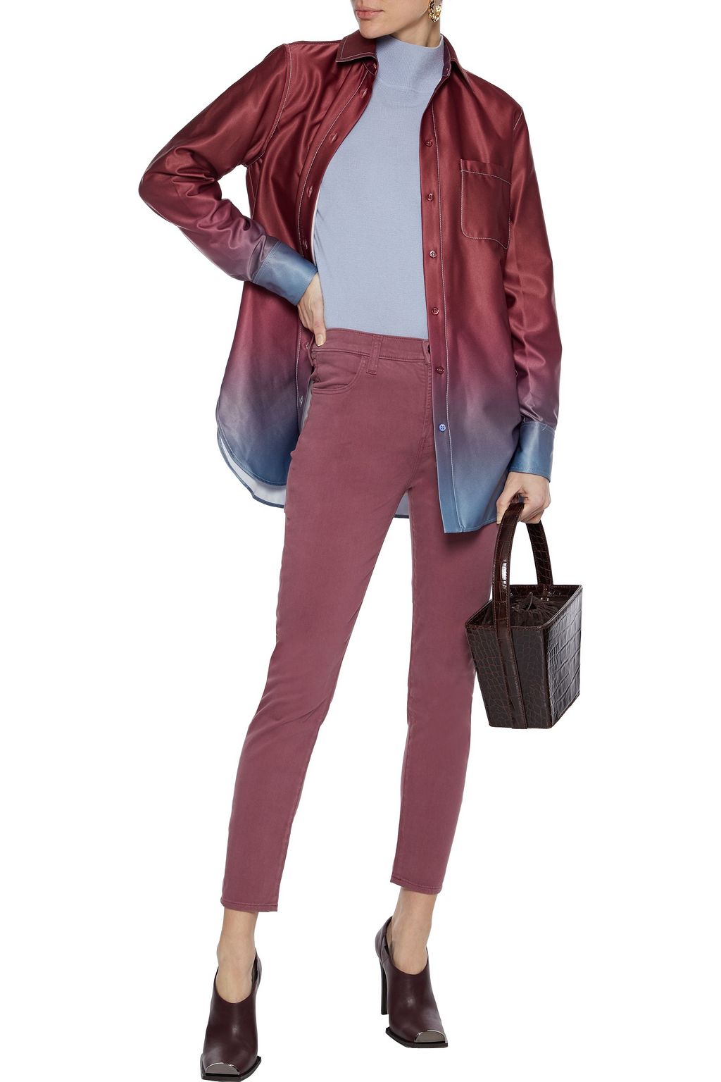 J BRAND Cropped cotton-blend skinny pants