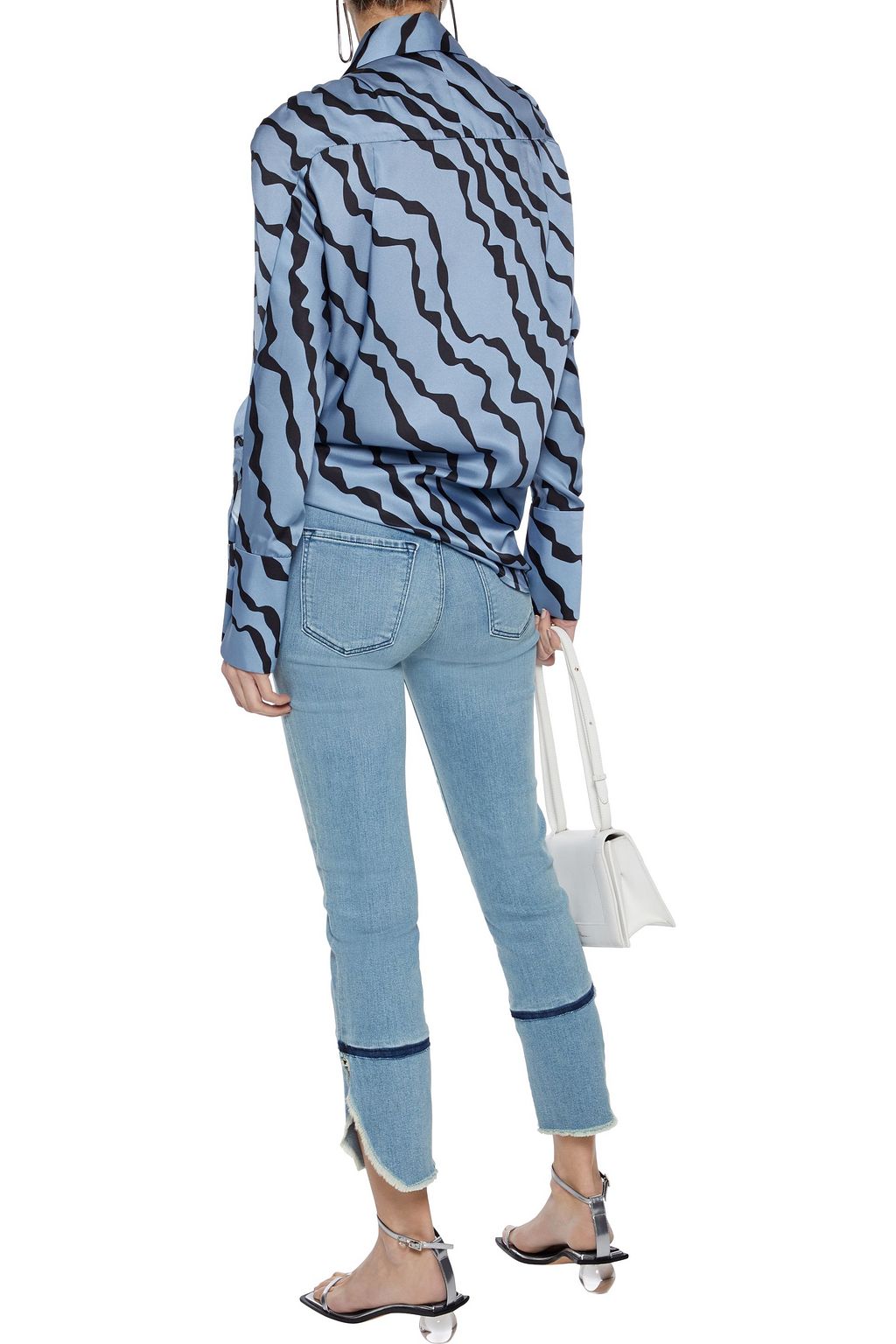 J BRAND Organza-trimmed mid-rise slim-leg jeans