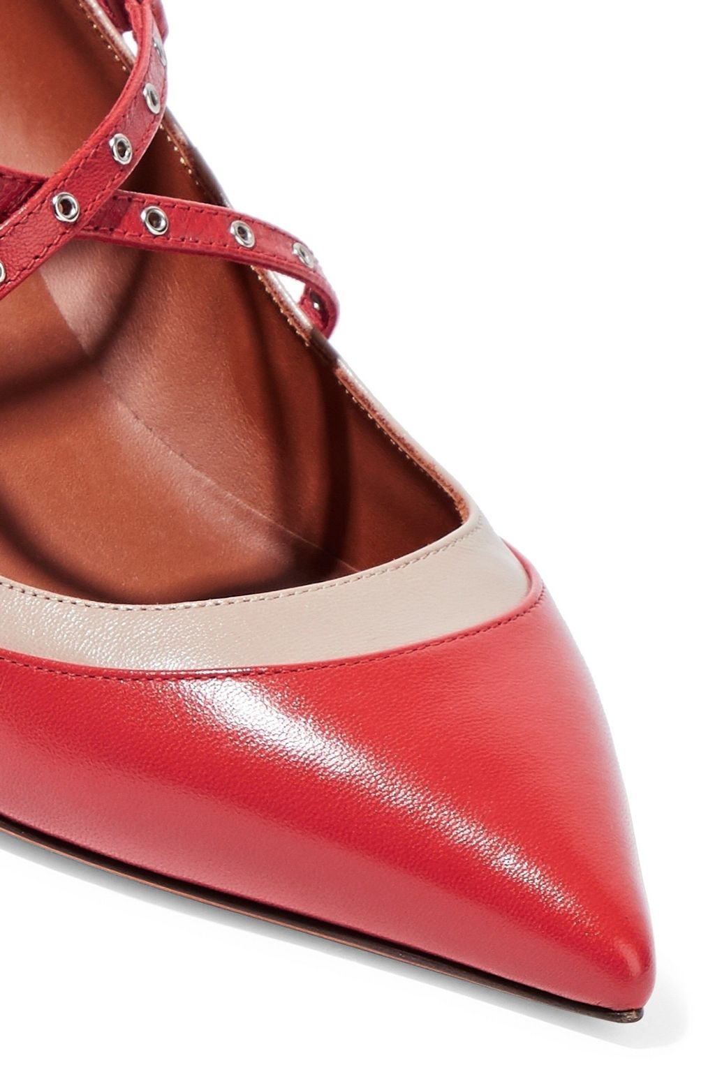 VALENTINO GARAVANI Love Latch eyelet-embellished two-tone leather pumps