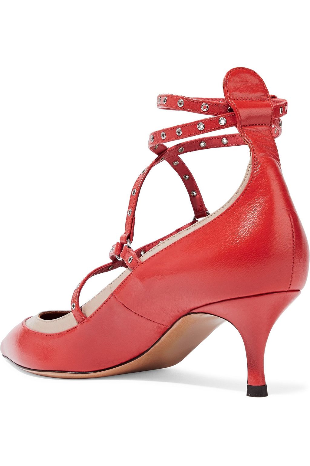 VALENTINO GARAVANI Love Latch eyelet-embellished two-tone leather pumps