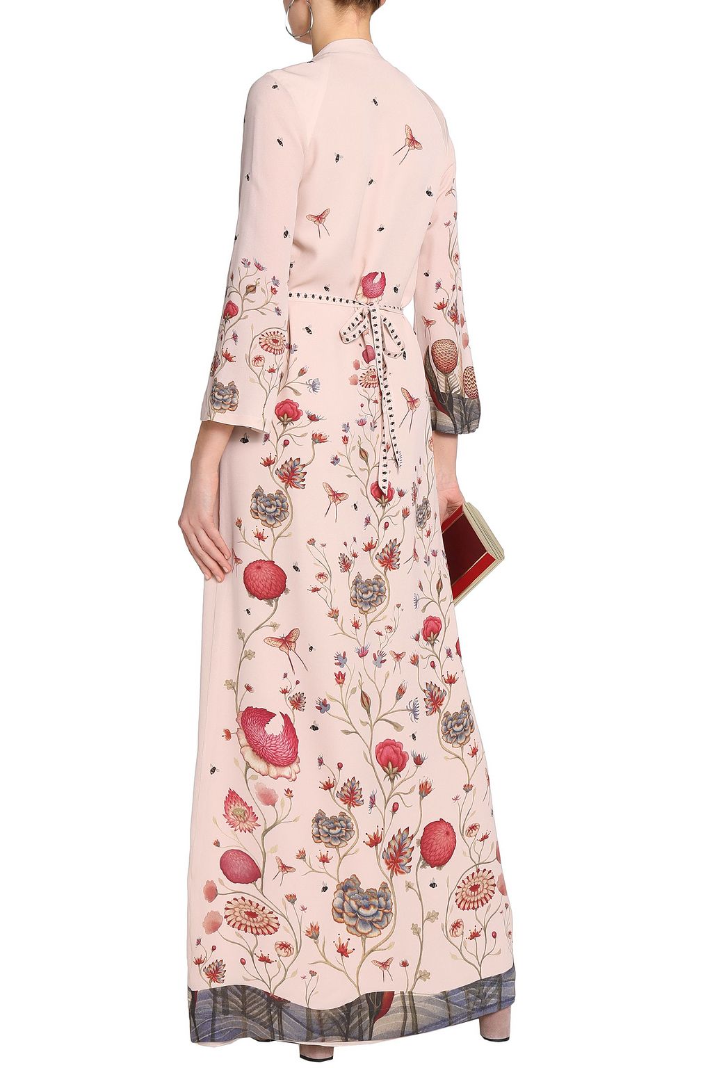 VILSHENKO Split-front printed silk-crepe gown