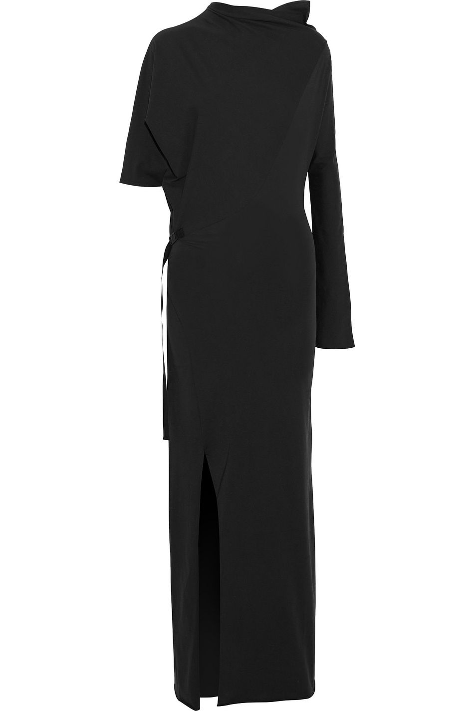 Black Adidas Asymmetric Draped Stretch Cotton Jersey Maxi Dress