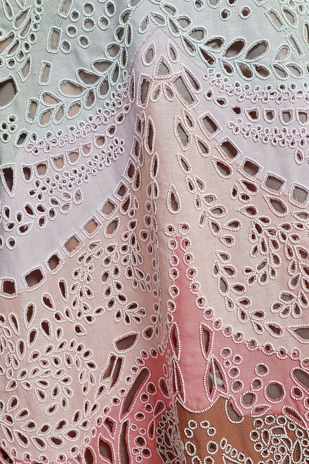 VALENTINO GARAVANI リネン ミディスカート ビーズ付き イギリス刺繍