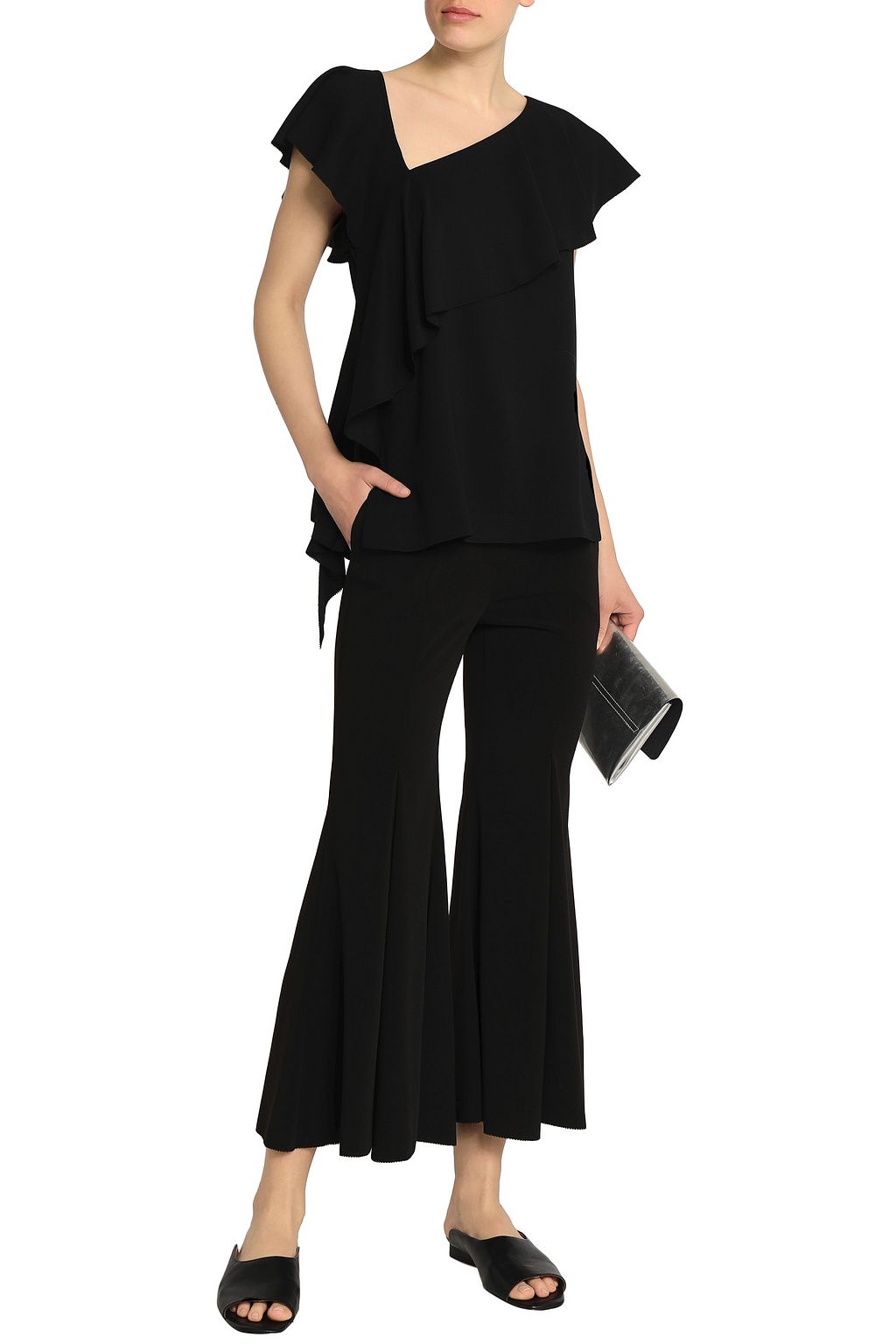 GOEN.J Asymmetric ruffled crepe blouse