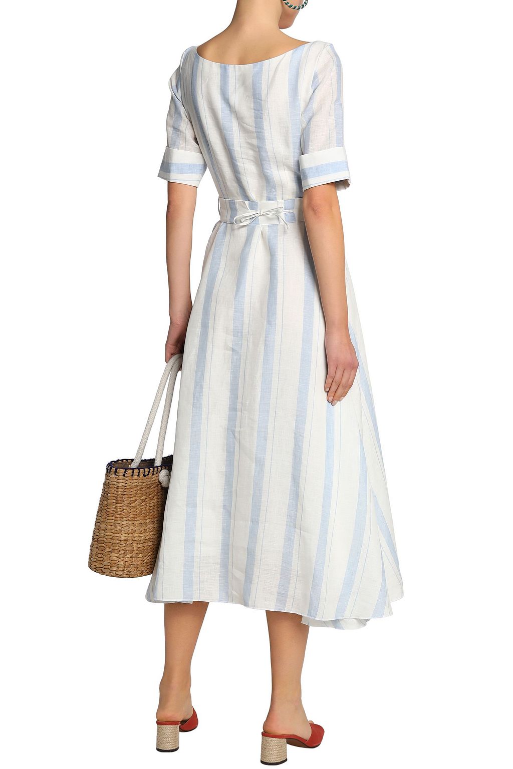 GÜL HÜRGEL Belted striped linen midi dress