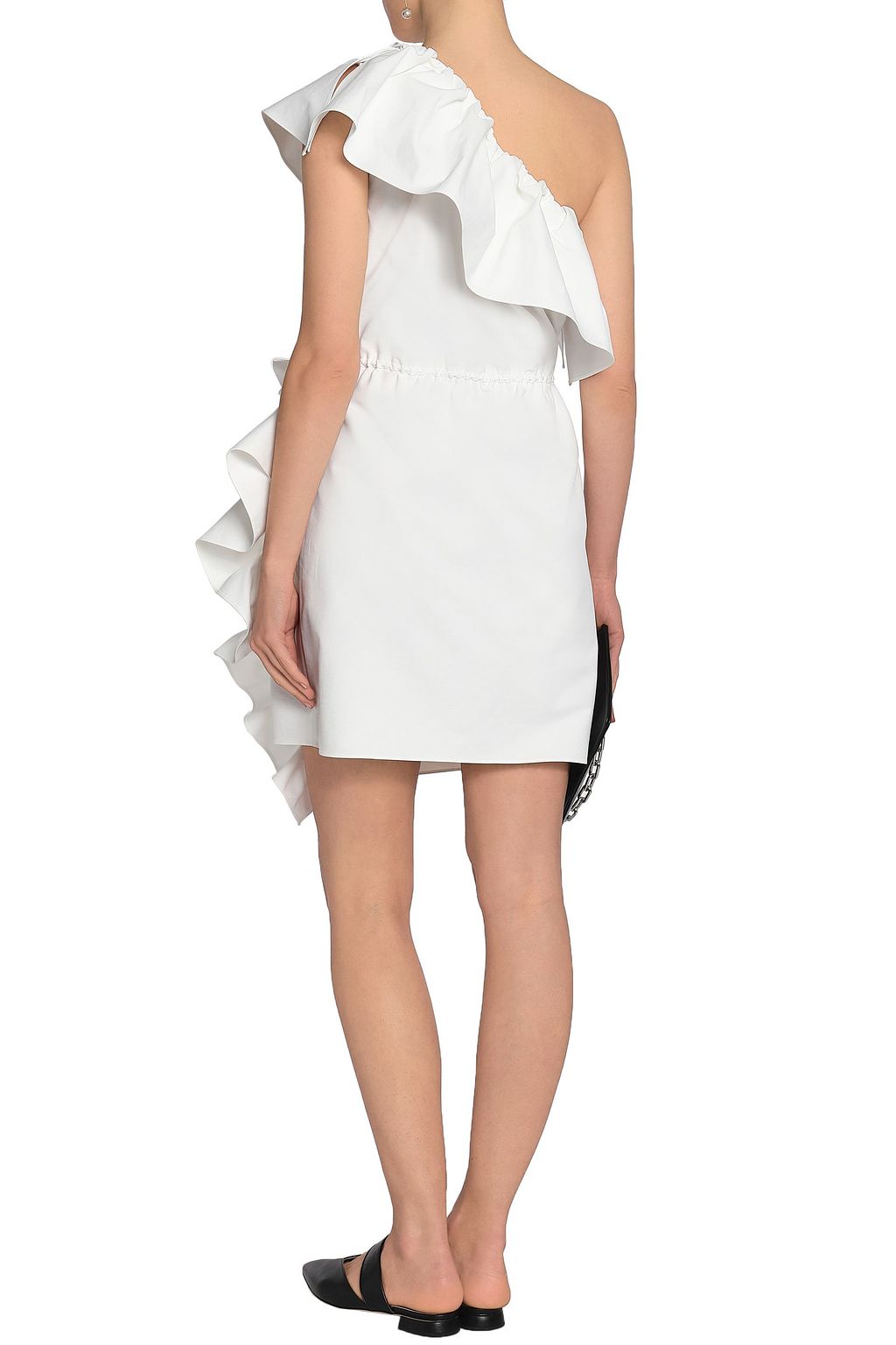 GOEN.J One-shoulder ruffle-trimmed poplin dress