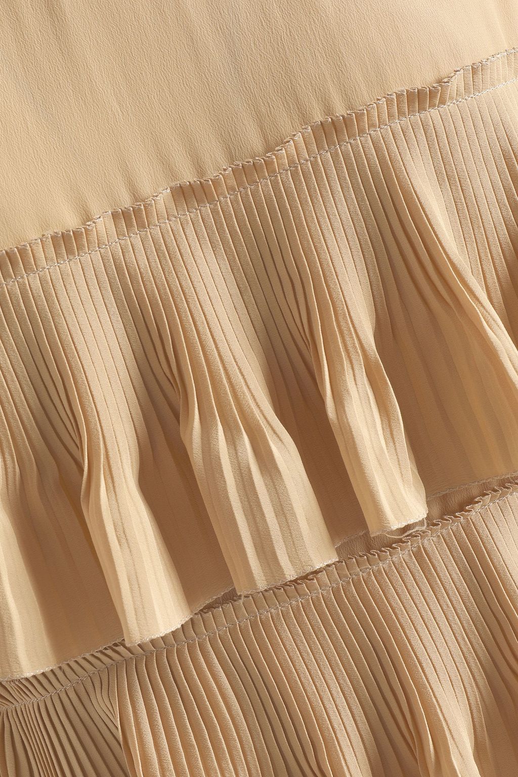 MARNI Tiered plissé crepe de chine blouse