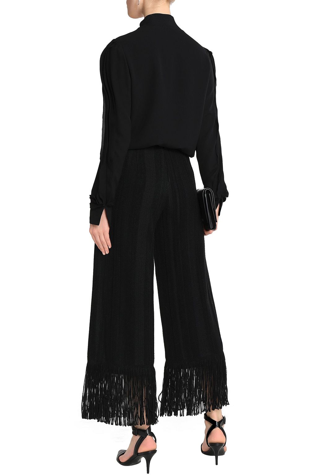 GOEN.J Fringe-trimmed tweed wide-leg pants