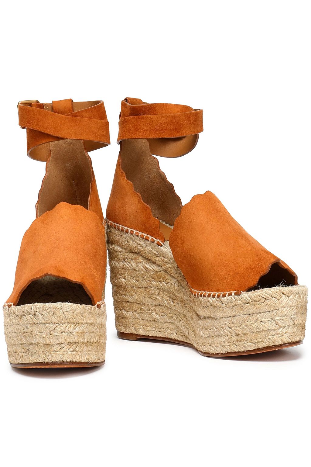 CHLOÉ Lauren suede wedge espadrille sandals
