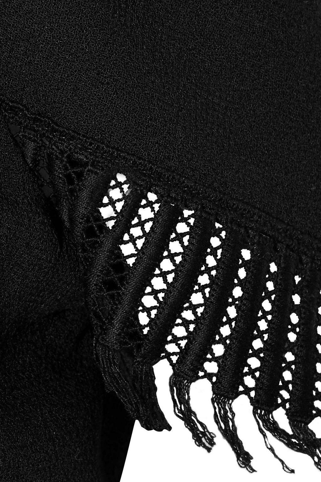 ROLAND MOURET Burnstein cold-shoulder fringed-trimmed wool-crepe jumpsuit